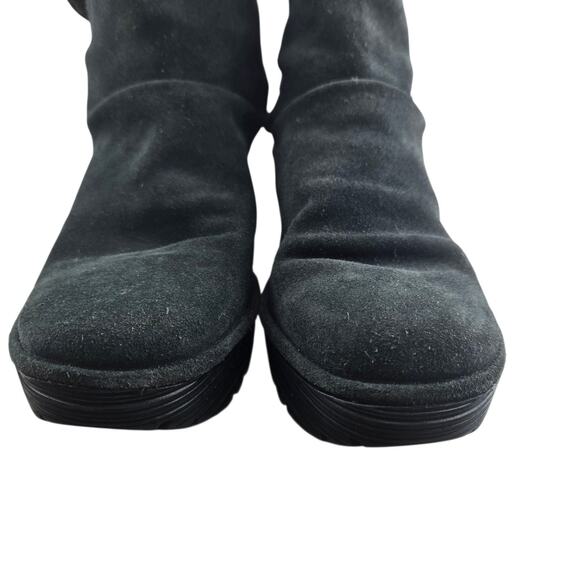 Fly London Yegi Wedge Ankle Boots Womens 6.5 7 37 Black Suede Slouchy Platform - Picture 4 of 10